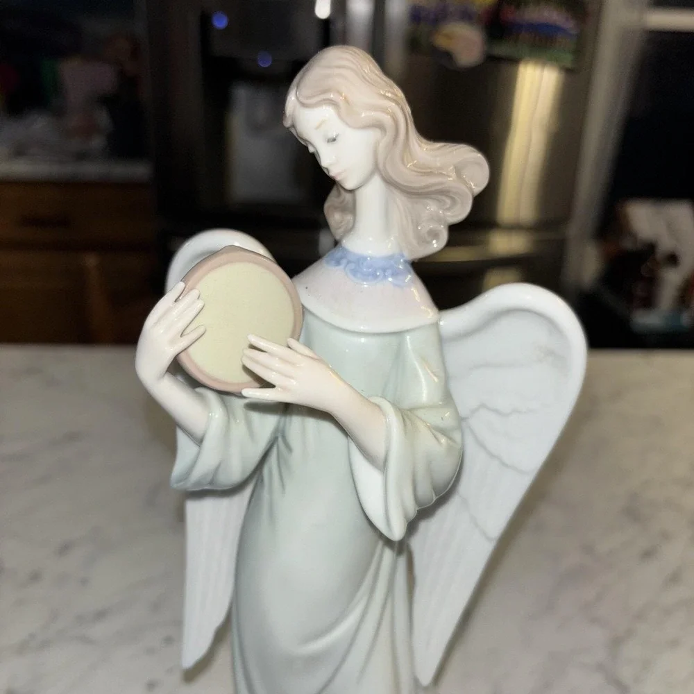 Lladro 5950 Heavenly Harpist Angel Porcelain Figurine Candle Holder Spain